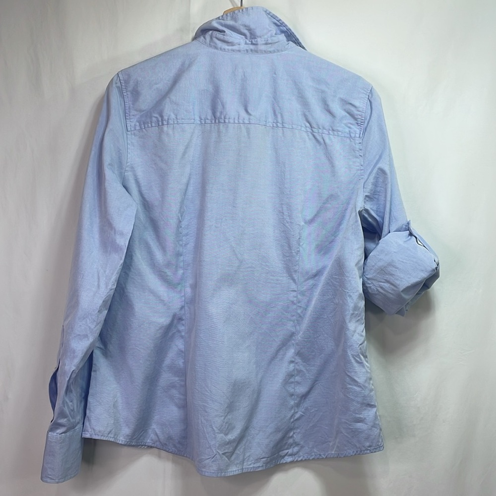 🦭 Ann Taylor loft light blue camp style cotton blouse - Picture 3 of 4